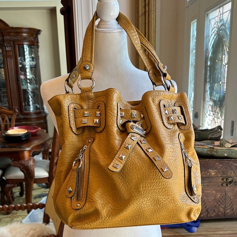 Kathy Van Zeeland Yellow Studded Women's Bag